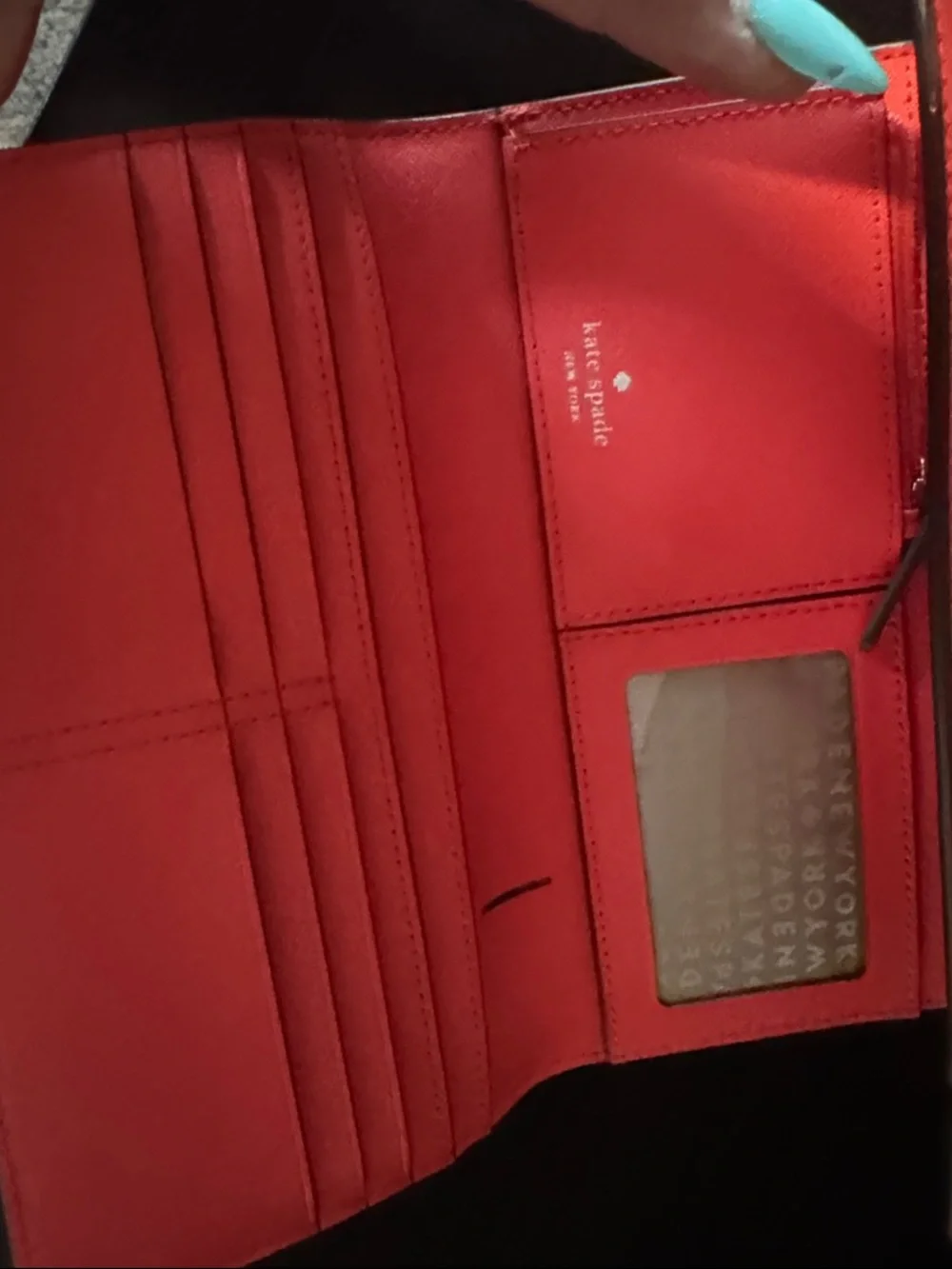 kate spade red Saffiano continental clutch wallet